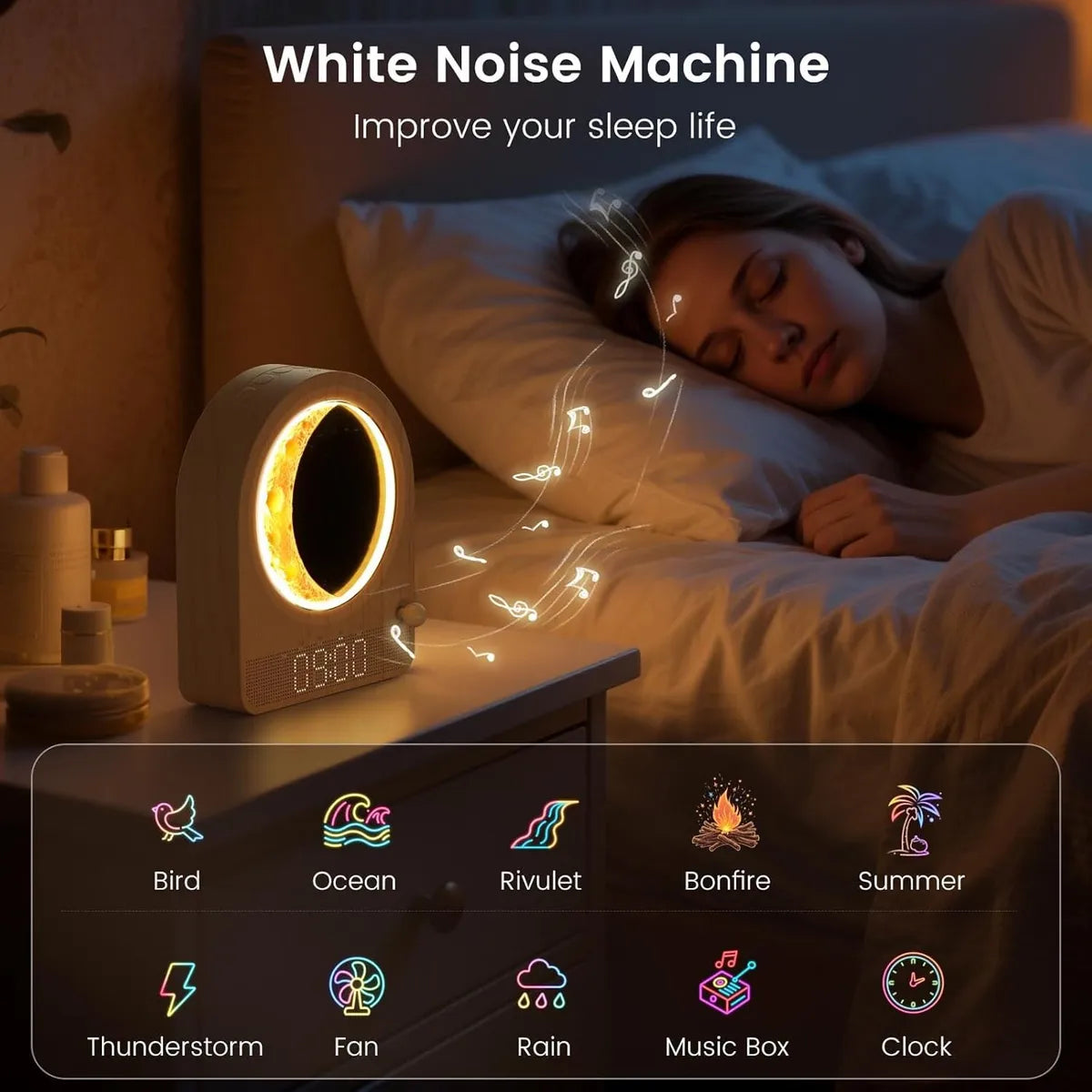 ✨ LunaRise™ – Despertador Natural 4 en 1: Luz, Sonido, Sueño y Relax