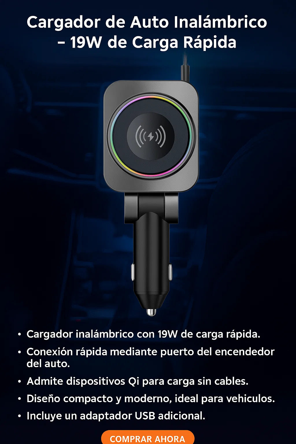 AutoCharge Pro-⚡ No más cables desordenados, solo carga rápida y eficiente