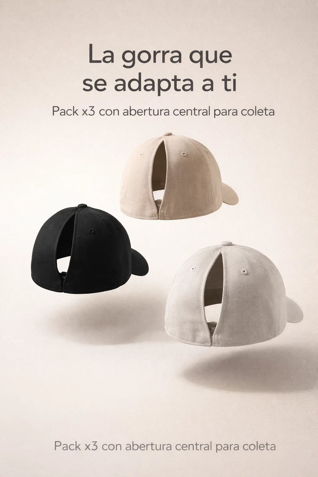 x3 🧢Gorra de Béisbol para Mujer con Coleta y Cierre Magnético🧲