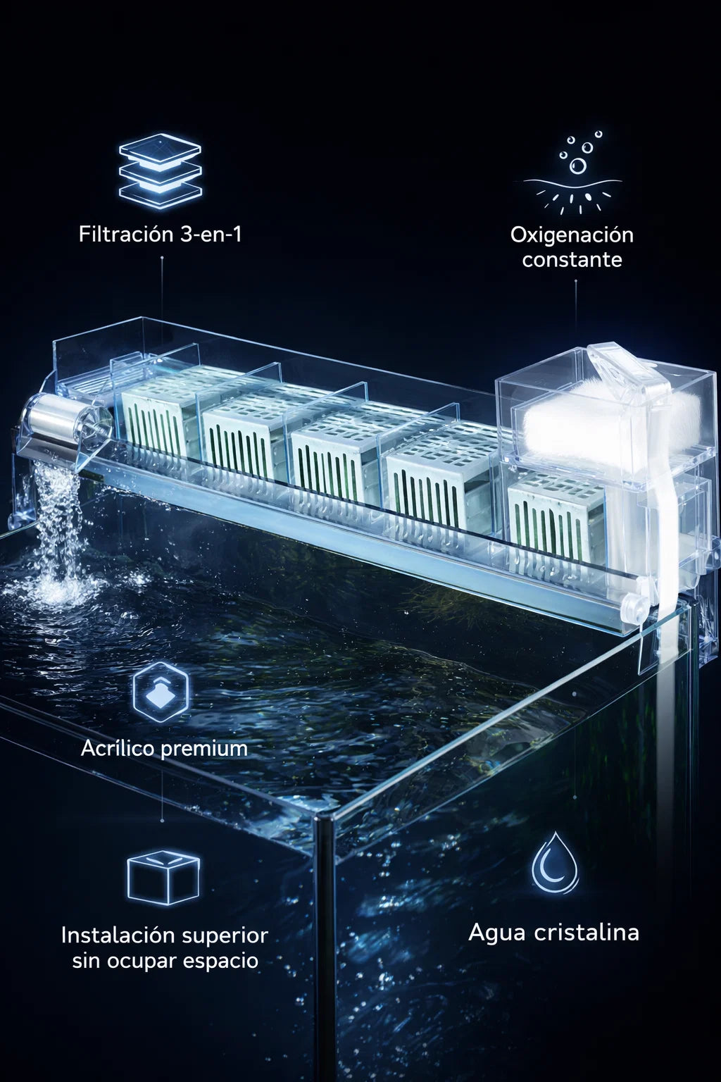 filtro superior modular 3-en-1 para acuario🐟🌊
