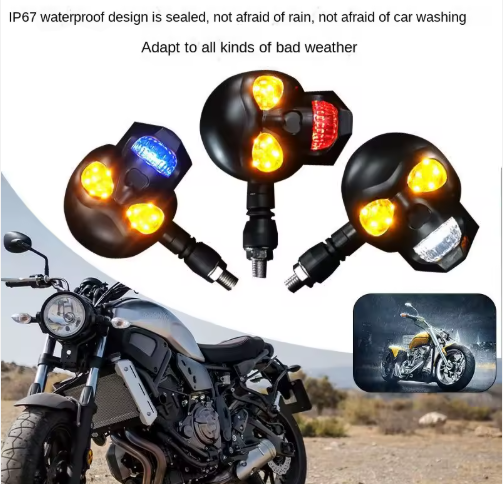4 Exploradoras Led Laser Bicolor Calavera/moto🏍