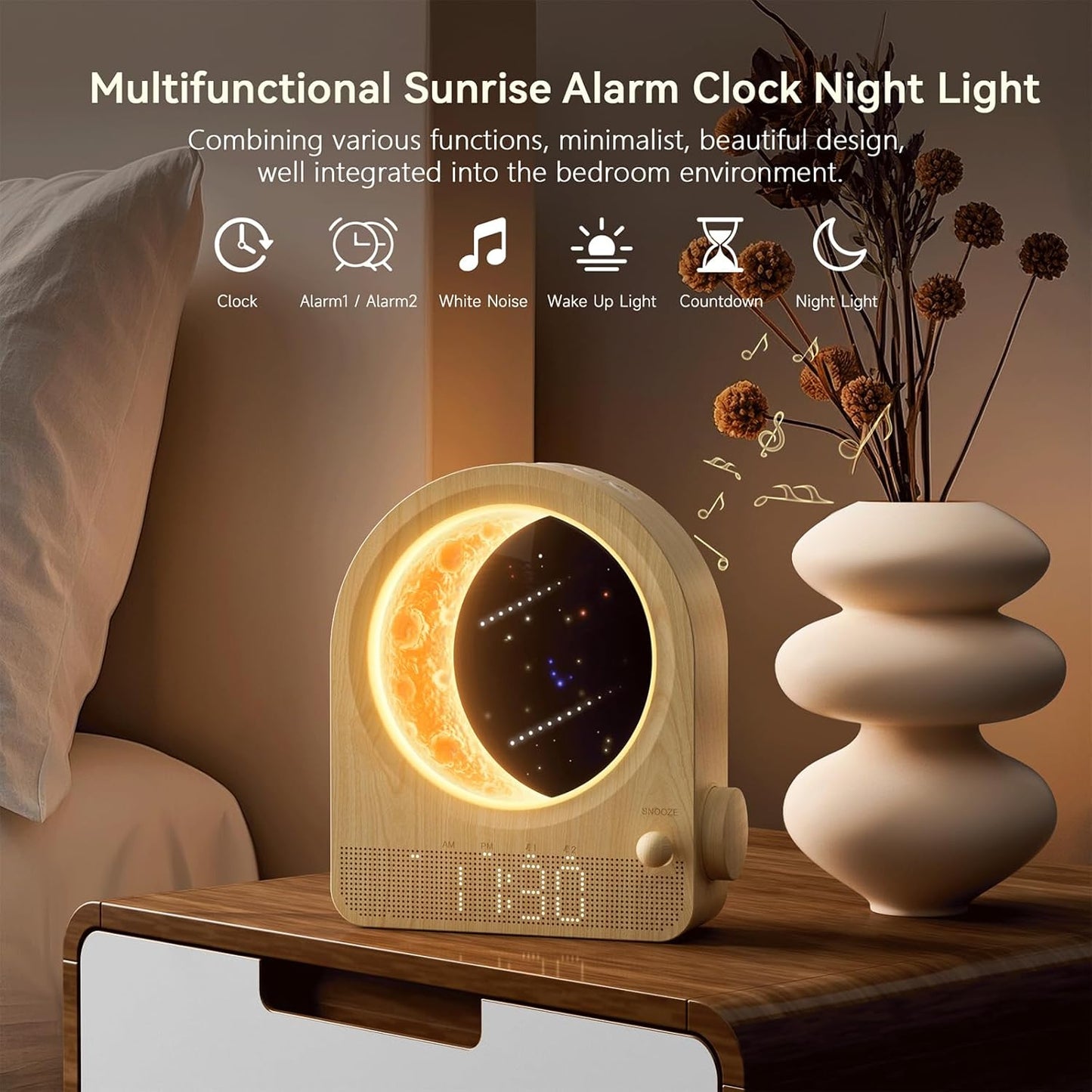 ✨ LunaRise™ – Despertador Natural 4 en 1: Luz, Sonido, Sueño y Relax