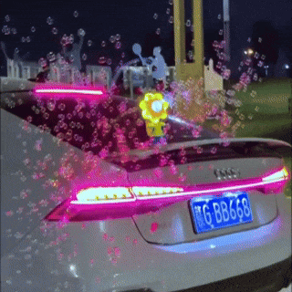 🌸 Bubble Bloom Mágico - Explosión de burbujas con luces y baile para tu carro 🚗
