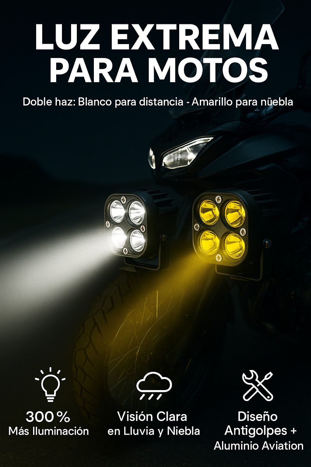 MotoVision X4-🔦 Luz ultra potente para noche y carretera