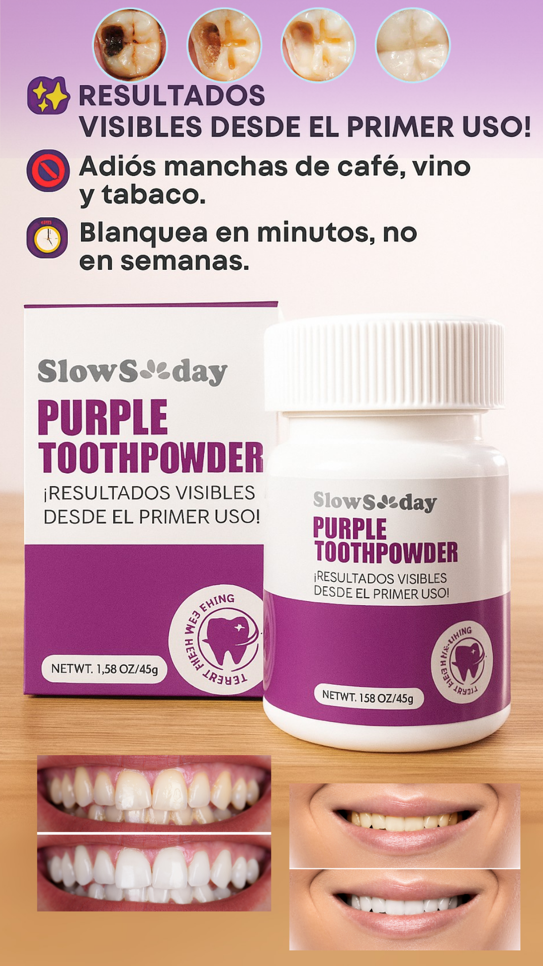Purple Toothpowder ✨Polvo mineral para la restauración dental