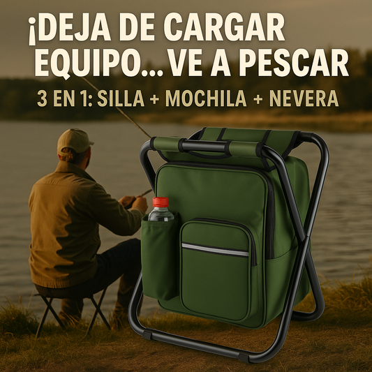 Silla Plegable -  Mochila Para Pesca y Paseos 🪑🎒🎣