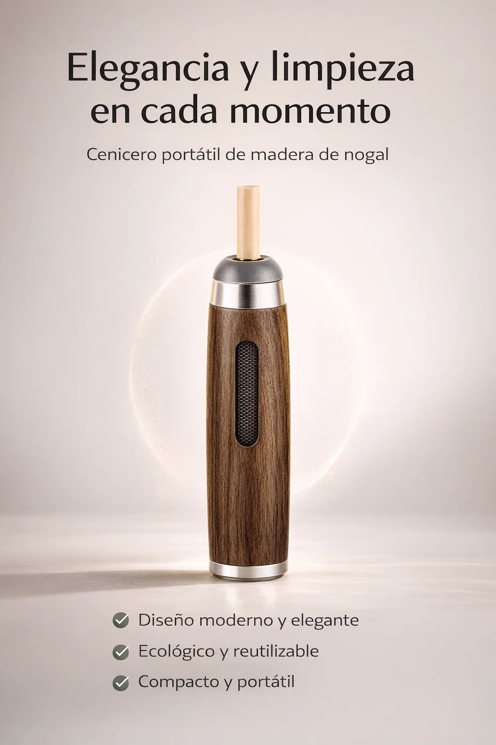 🪵Nomad Nogal 🚬El cenicero portátil de diseño ecológico y elegante.