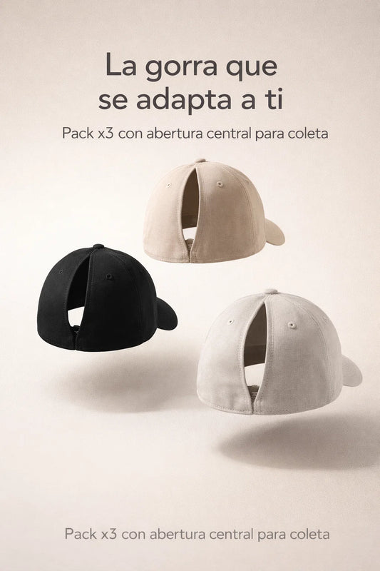 x3 🧢Gorra de Béisbol para Mujer con Coleta y Cierre Magnético🧲