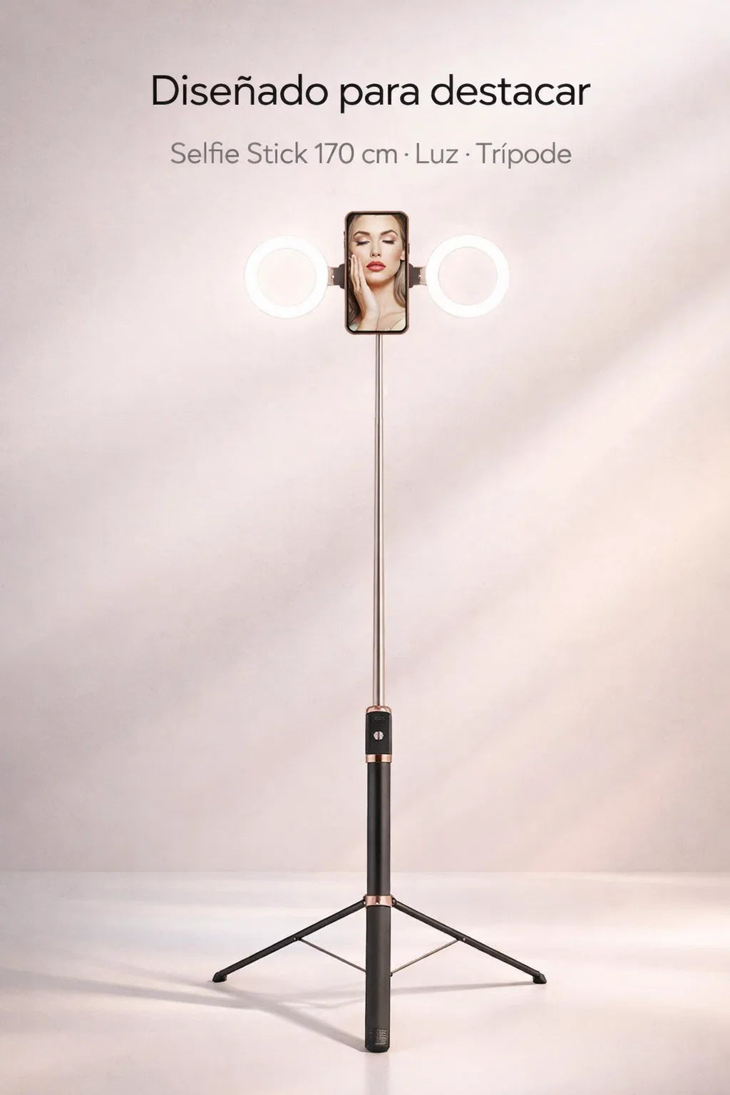 Palo Selfie de 170 CM con Anillo de Luz y Control Remoto