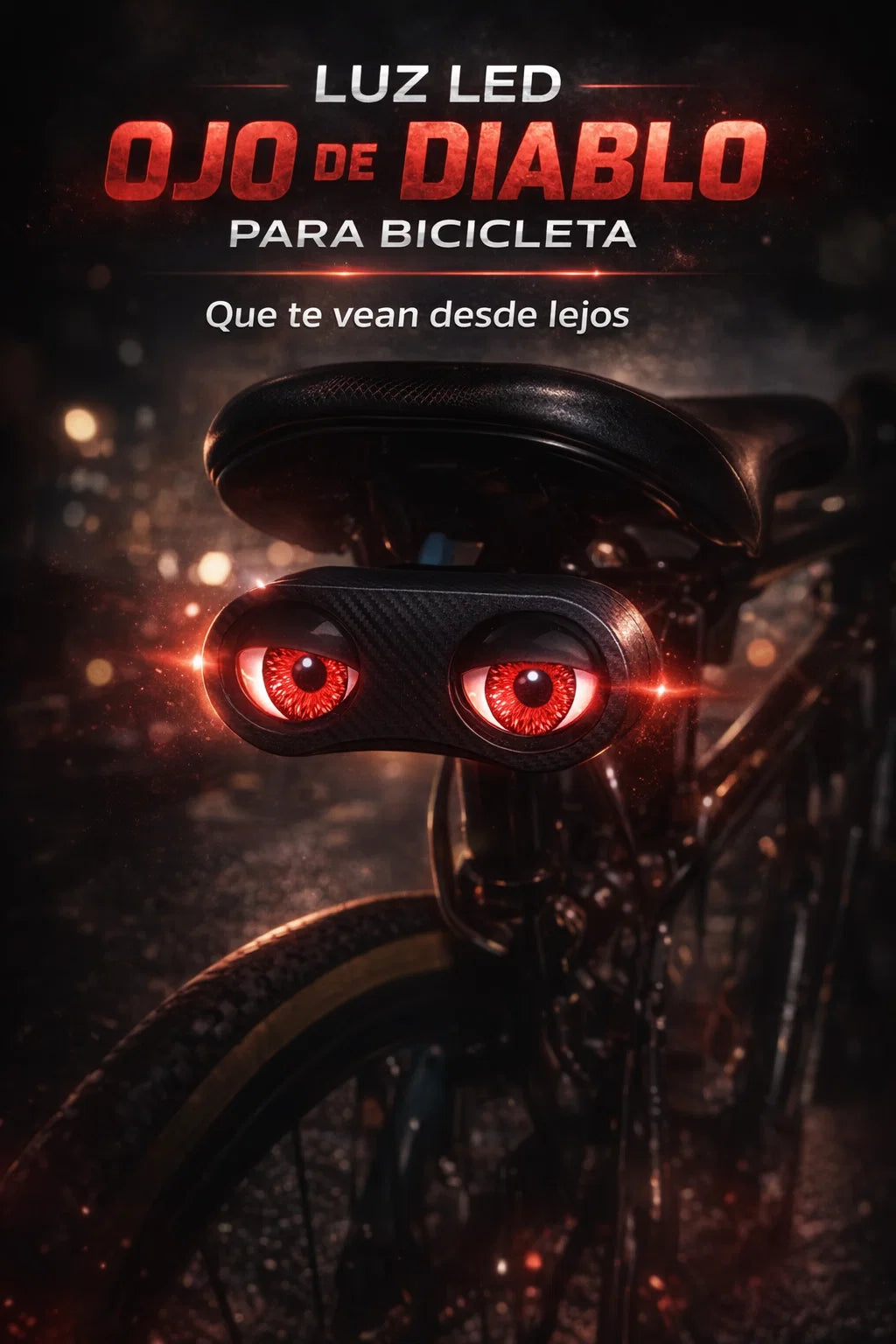 👀🛣️Luz LED Ojo de Diablo para Bicicleta, Impermeable y Portátil para Carretera👀