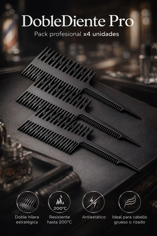 x4 💇‍♂️🔥 DobleDiente Pro – Peine Profesional Antiestático Resistente al Calor