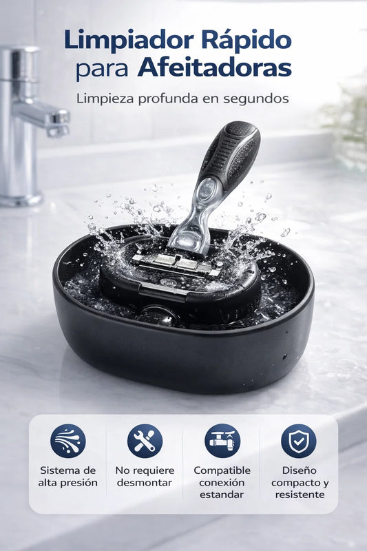 🪒💧 Limpiador Rápido para Afeitadoras – Enjuagador de Cuchillas de Alta Presión