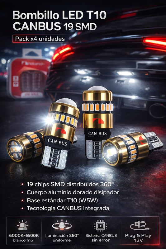 x4 unidades Luces Nakamichi NL28 T10 · 19 LEDS para carro🏎️💡Universal