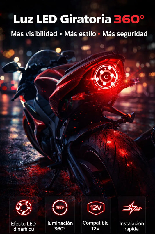 Luz Trasera LED Giratoria Multicolor - Moto 🏍️🔦✨